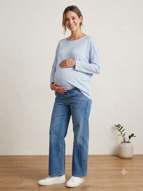 Hatch 100% Linen Boat Neck Long Sleeve Top in Ice Blue size 1 (Small)